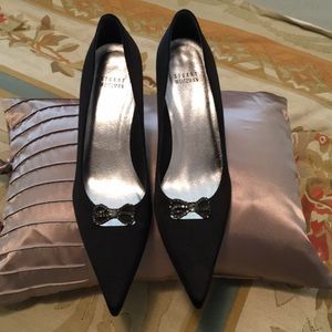 Stuart Weitzman Black Satin Heels